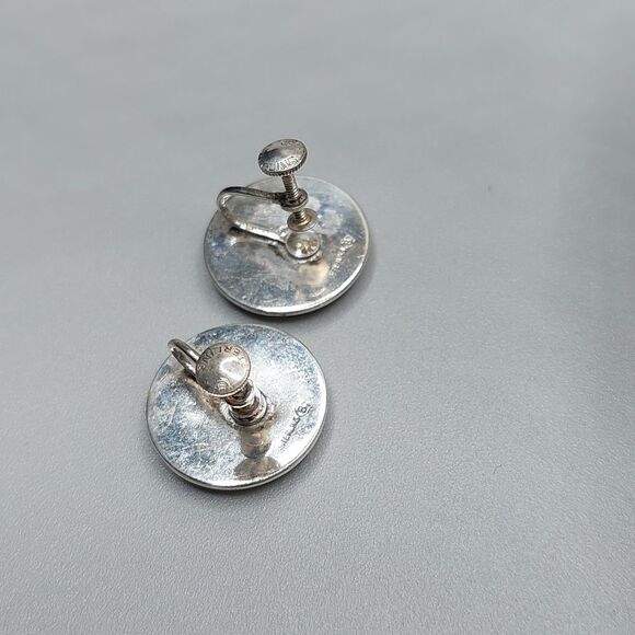 1930s Burkhardt Jewelers Western Ornate Sterling Silver Screwback Earrings - Picture 3 of 6